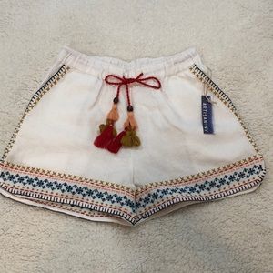 White linen shorts